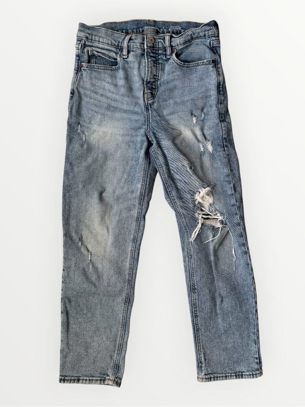 Old Navy Extra High Rise Sky-Hi Straight Distressed Jeans Size 4 Petite